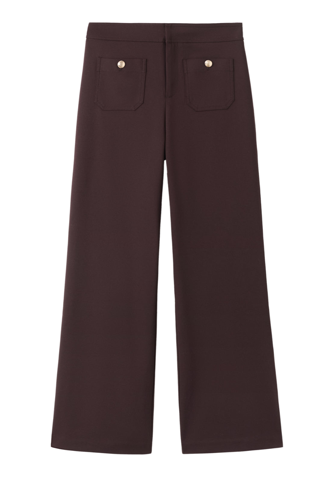 Straight Trousers With Jewel Buttons - Burgundy