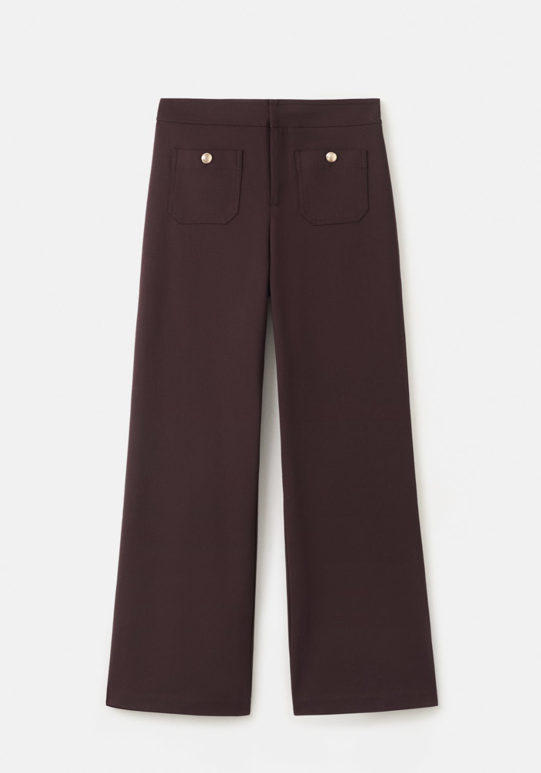 Straight Trousers With Jewel Buttons - Burgundy