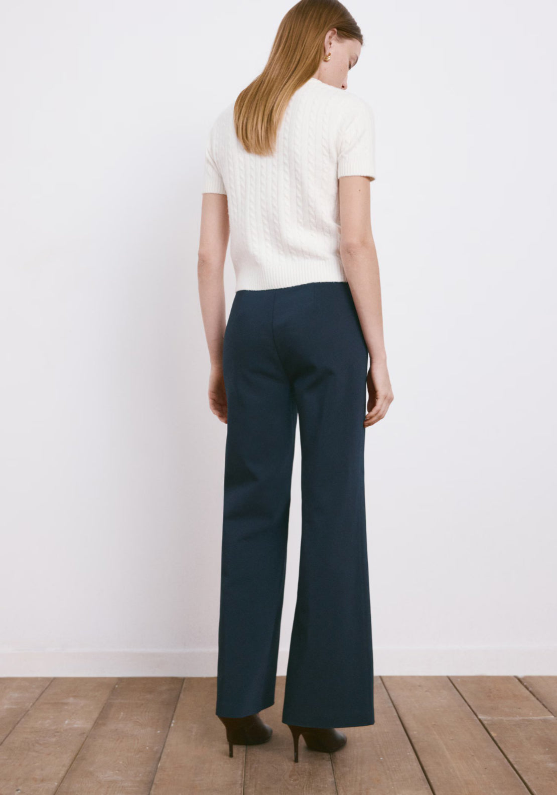 Straight Trousers With Jewel Buttons - Blue