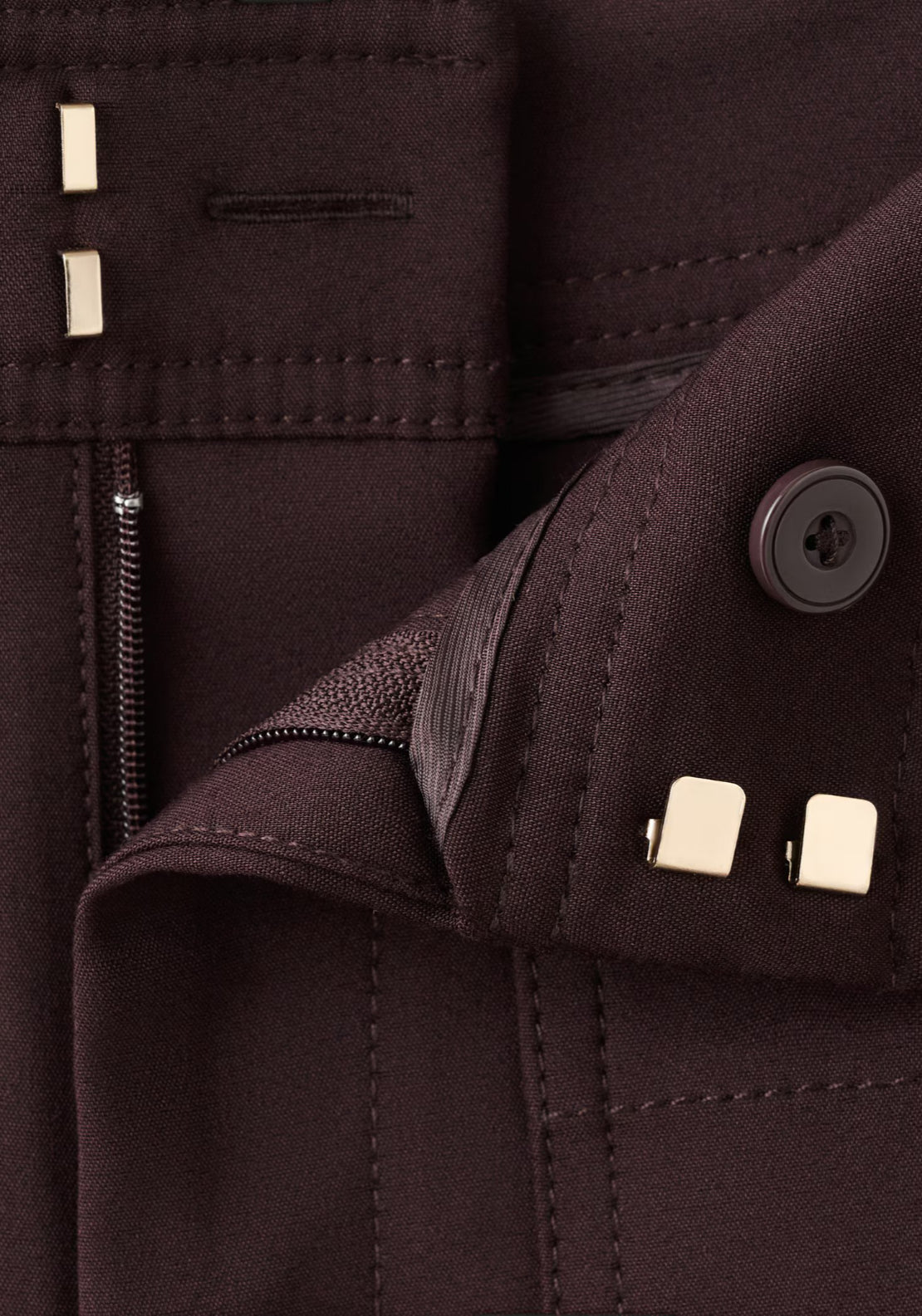 Mango Straight Trousers With Jewel Buttons - Burgundy 5 Shaws Department Stores