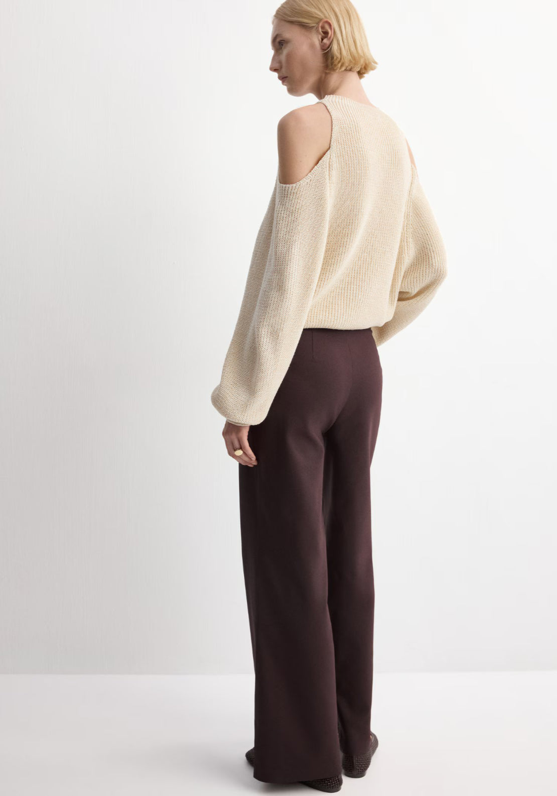 Mango Straight Trousers With Jewel Buttons - Burgundy 2 Shaws Department Stores
