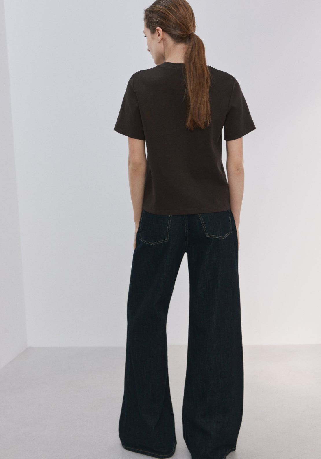 Short Sleeved Cotton T-Shirt - Brown