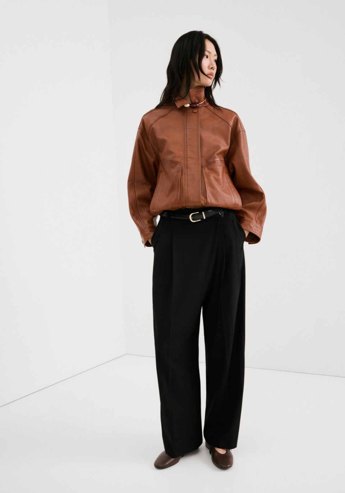 Asymmetrical Wrap Pants - Black