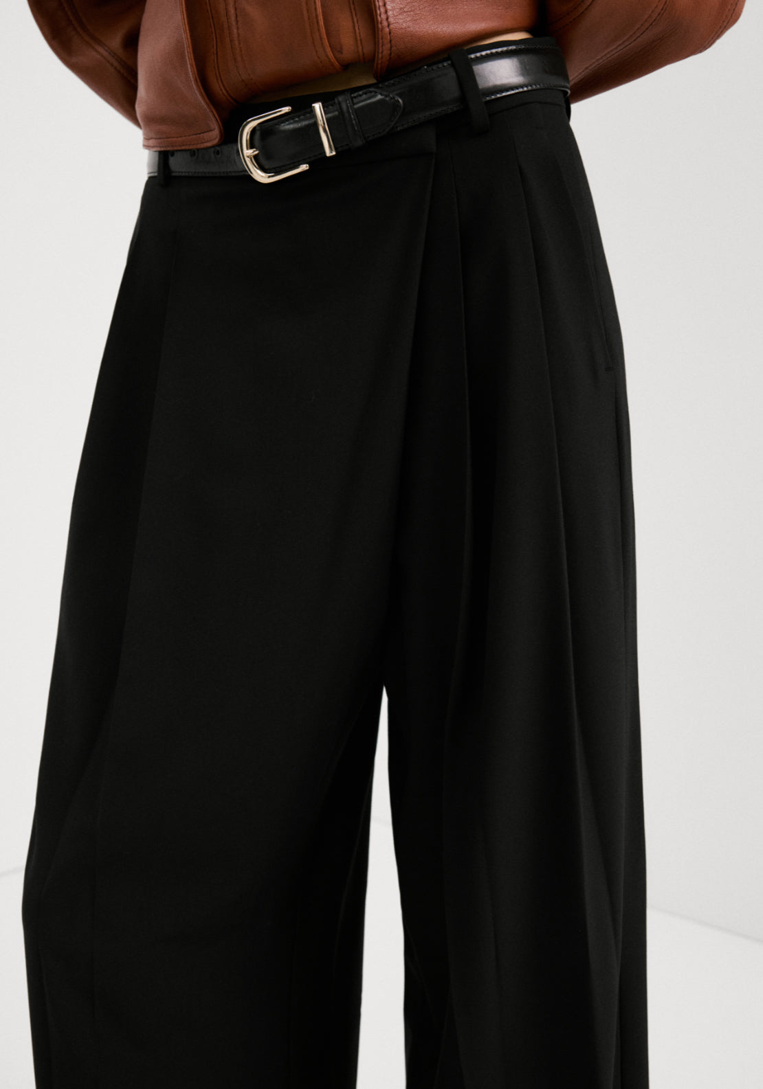 Asymmetrical Wrap Pants - Black