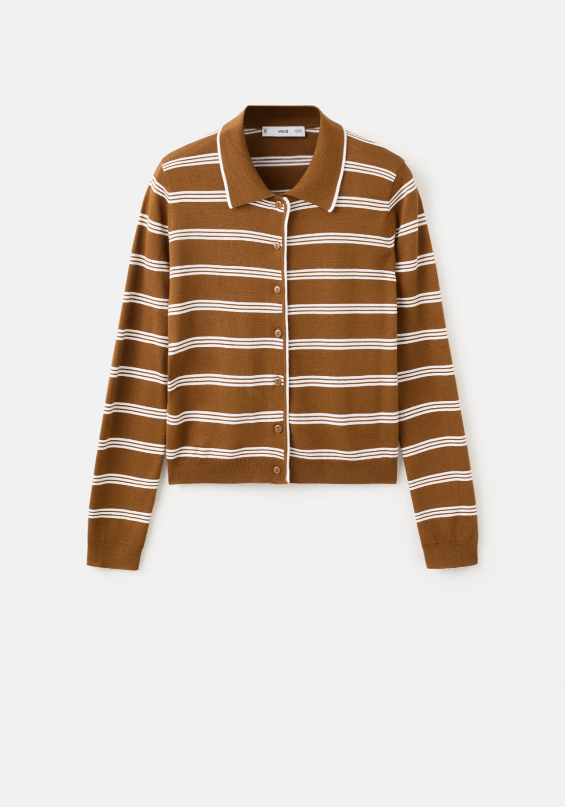 Cardigan With Shirt Collar - Brown