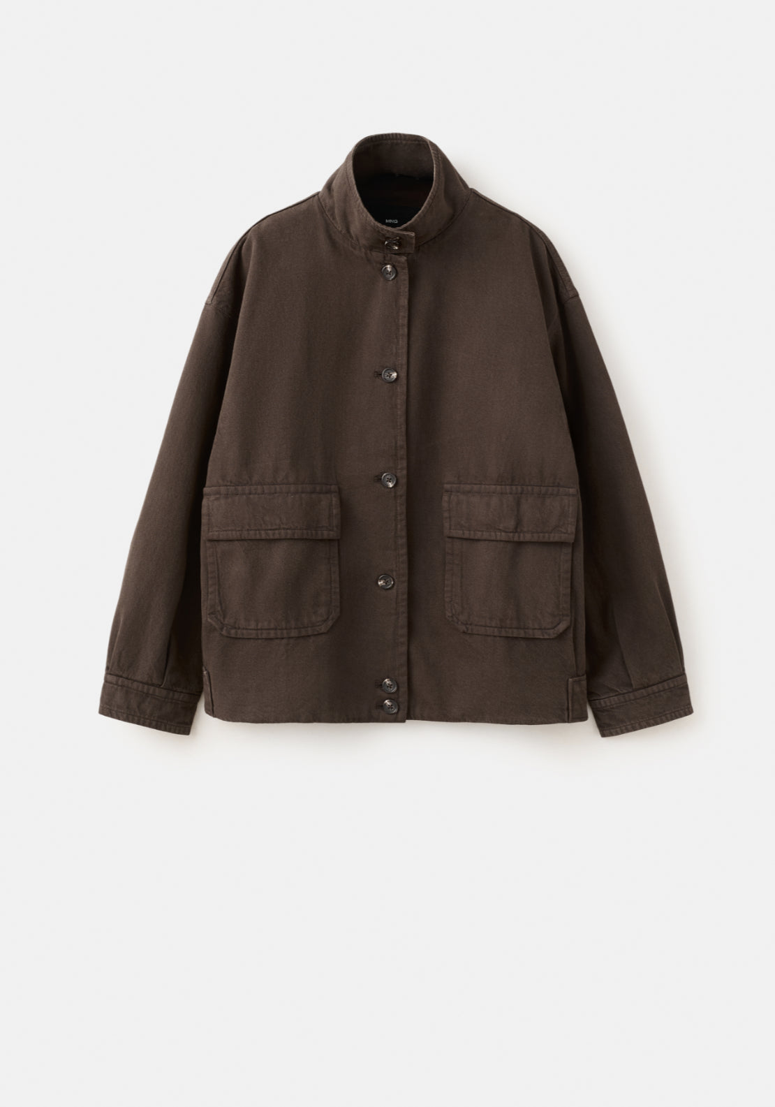 Oversized Denim Parka With Pockets - Brown