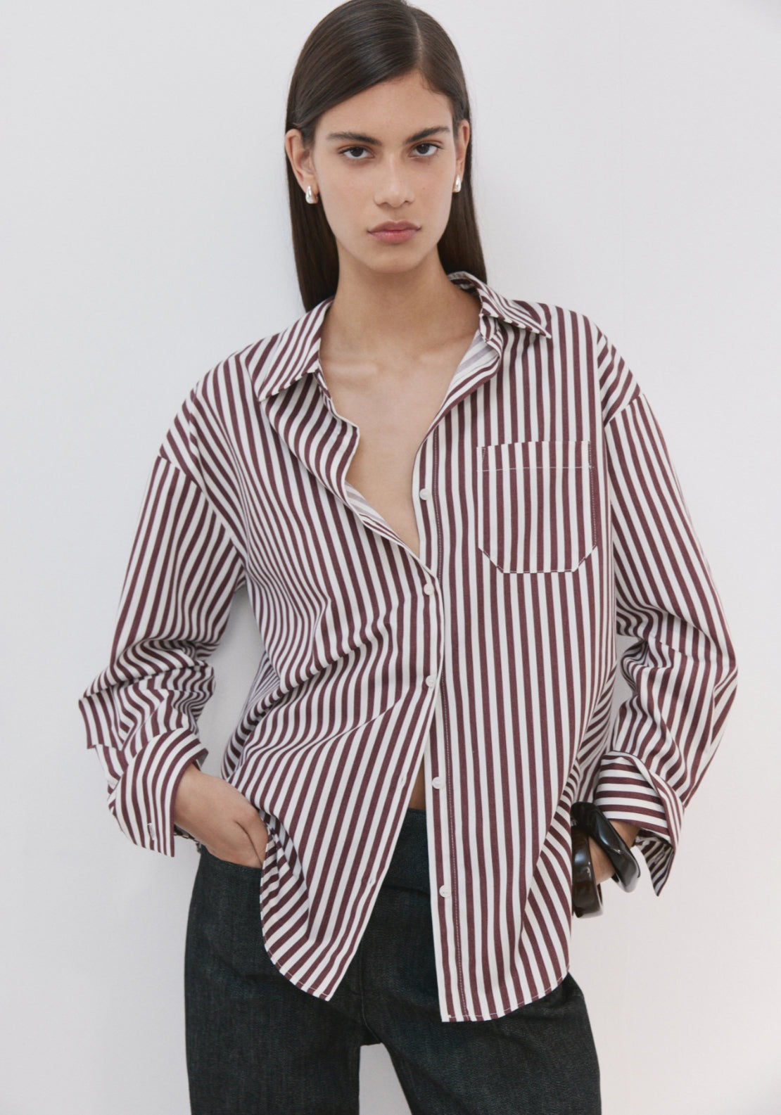 Mango Cotton Striped Shirt - Cream 1 Shaws Department Stores