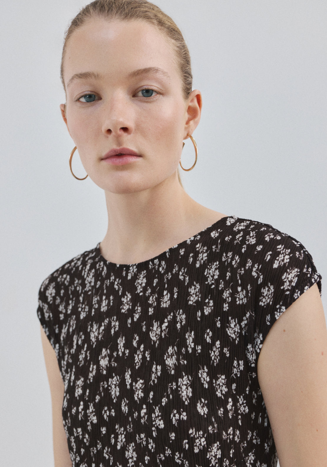 Floral Print Midi-Dress - Brown