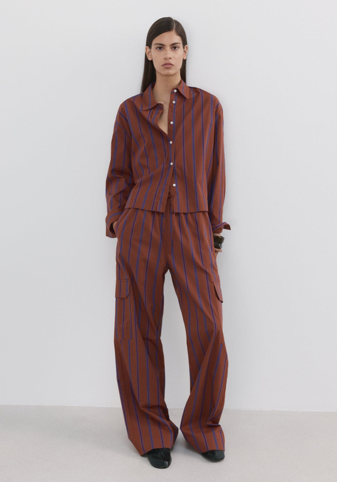 Cotton Striped Shirt - Orange