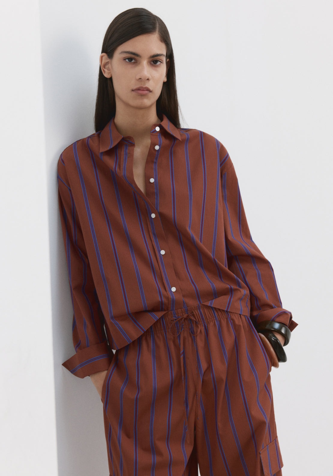 Cotton Striped Shirt - Orange