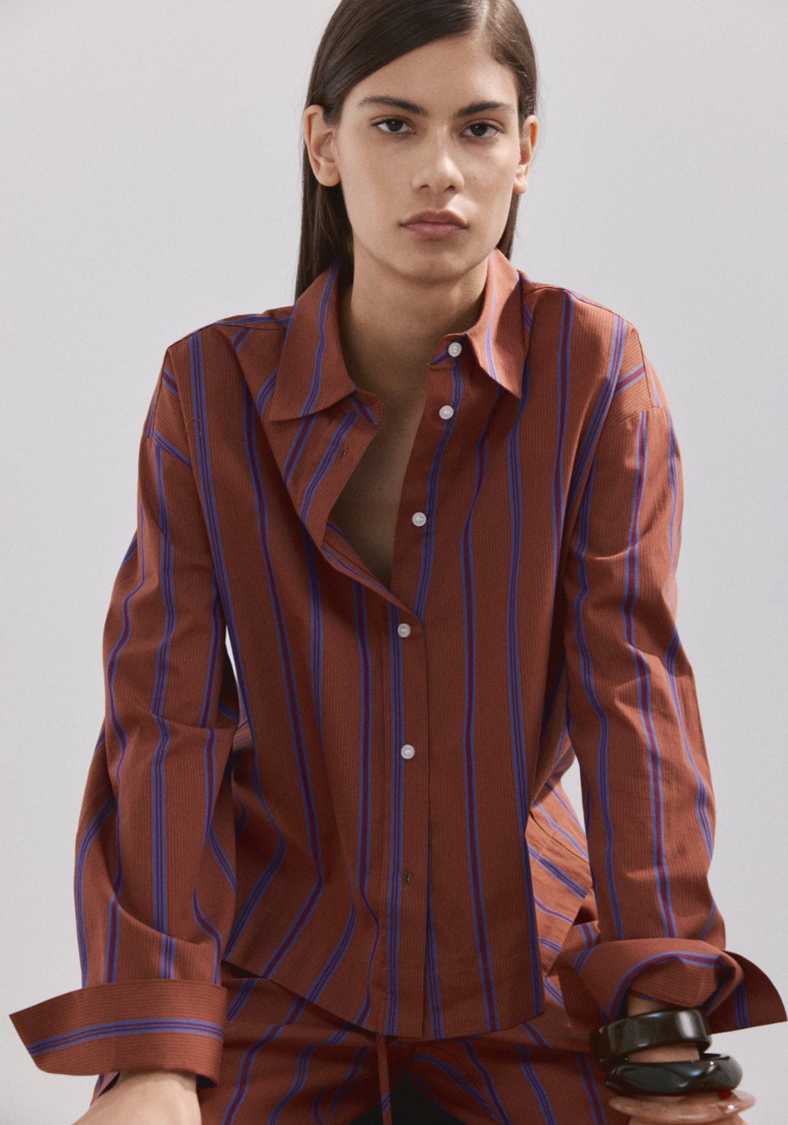 Cotton Striped Shirt - Orange