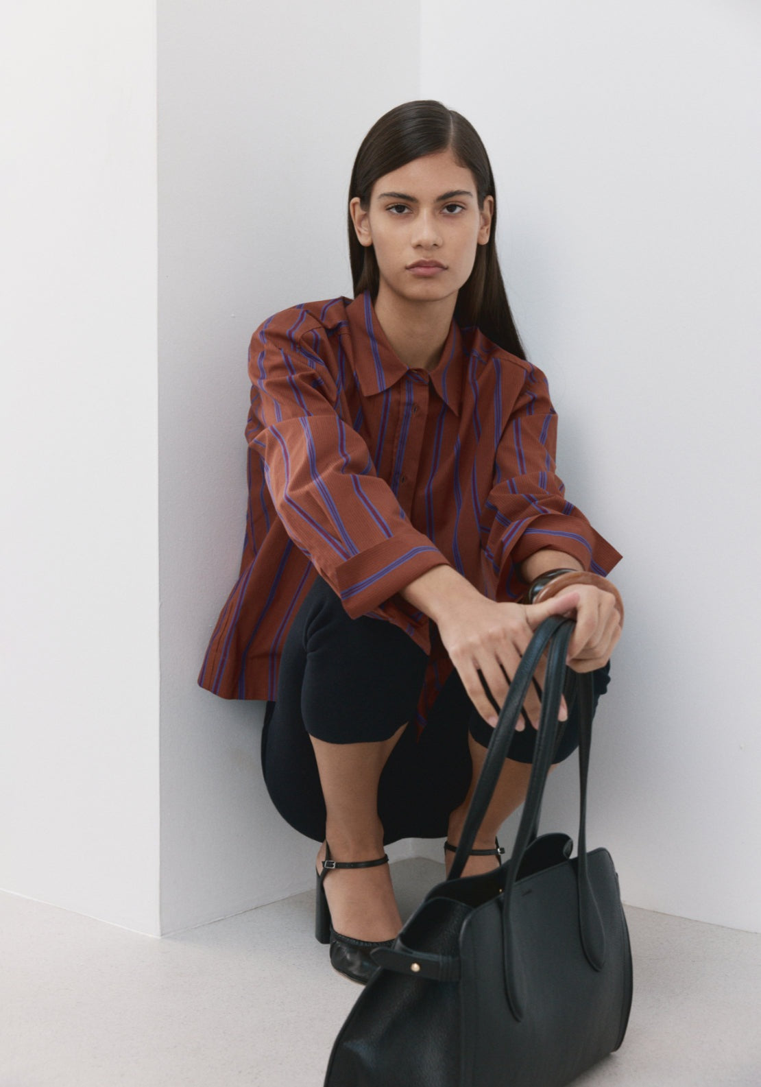 Cotton Striped Shirt - Orange