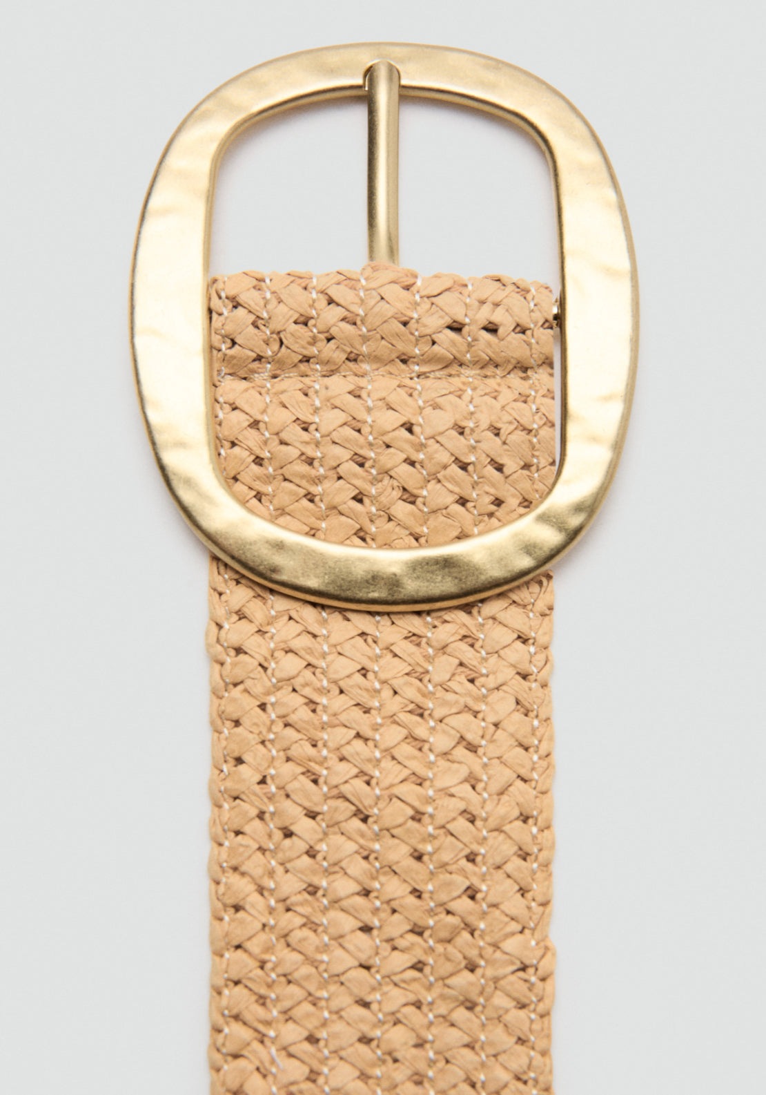 Natural Fibre Belt With Oval Buckle - Brown