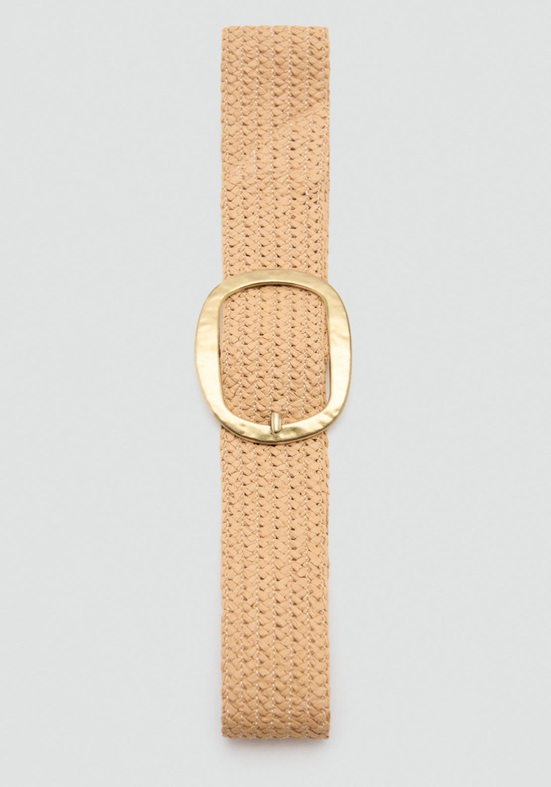 Natural Fibre Belt With Oval Buckle - Brown