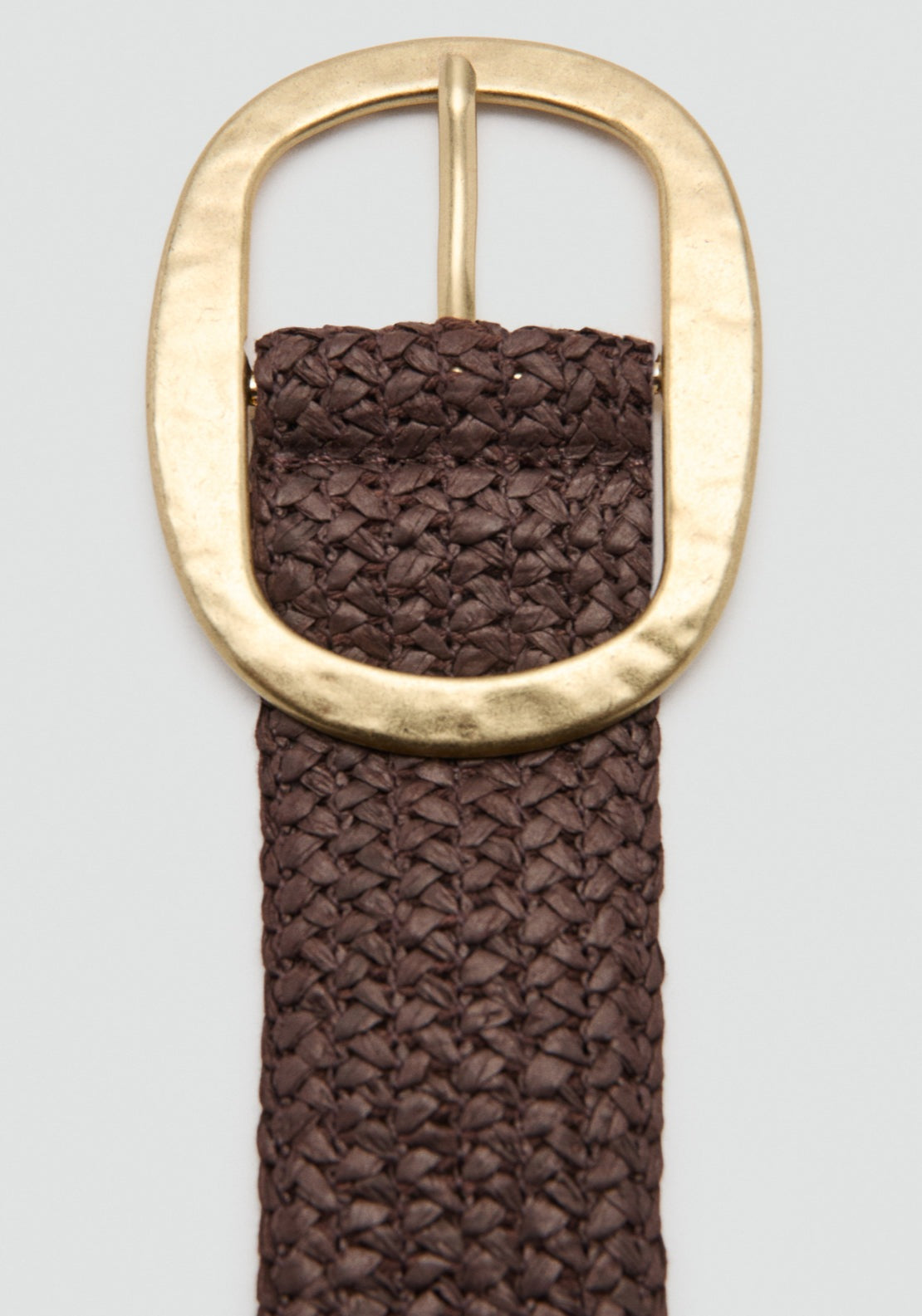 Mango Natural Fibre Oval Buckle Belt - Brown 3 Shaws Department Stores