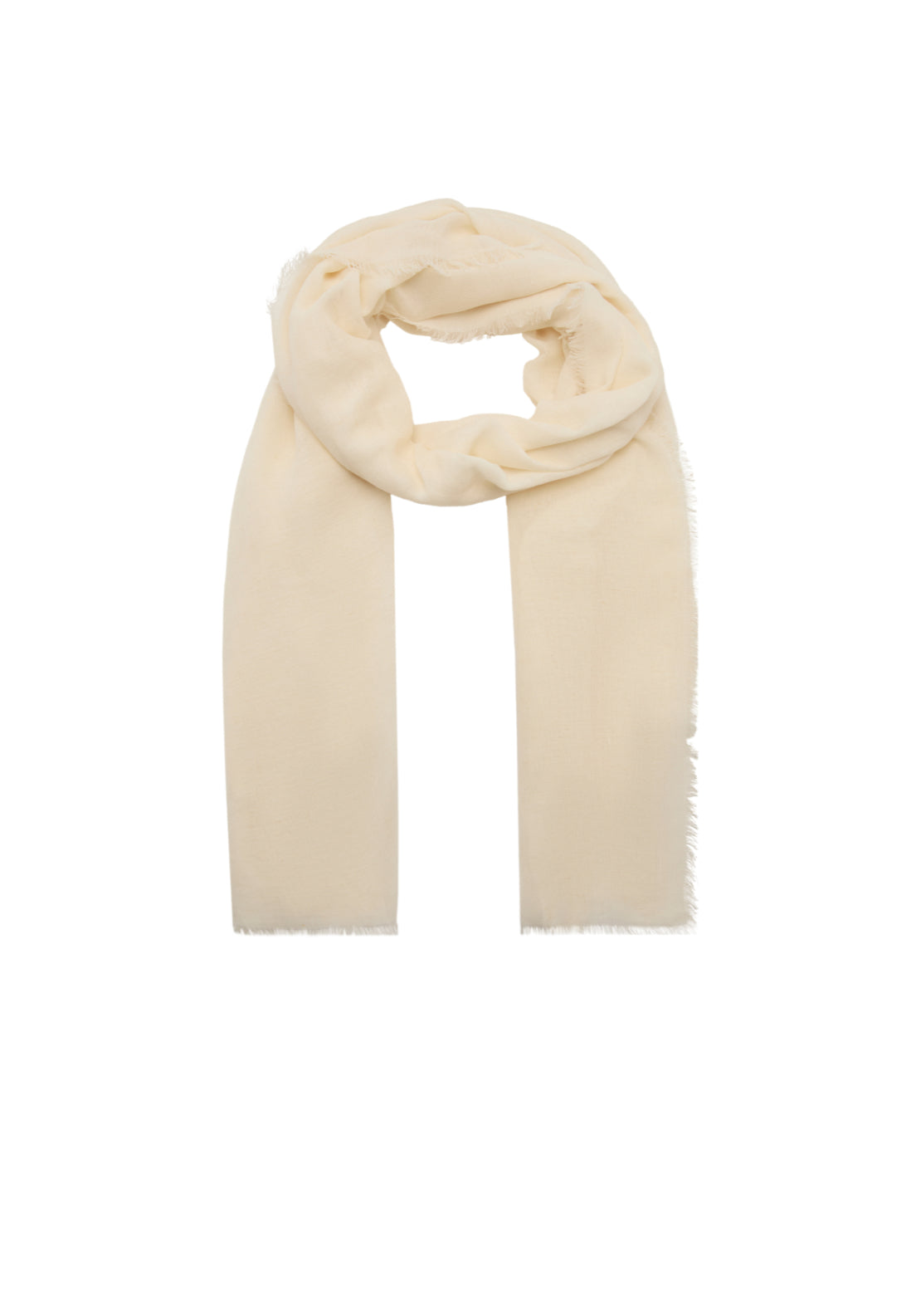 Mango Frayed Edge Linen Scarf - Cream 3 Shaws Department Stores