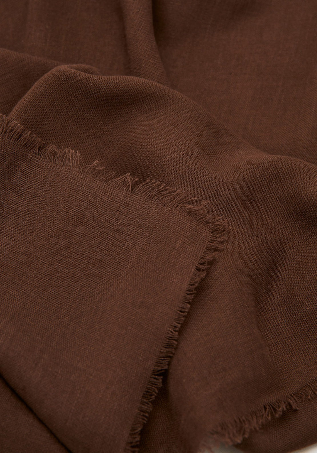 Frayed Edge Linen Scarf - Brown