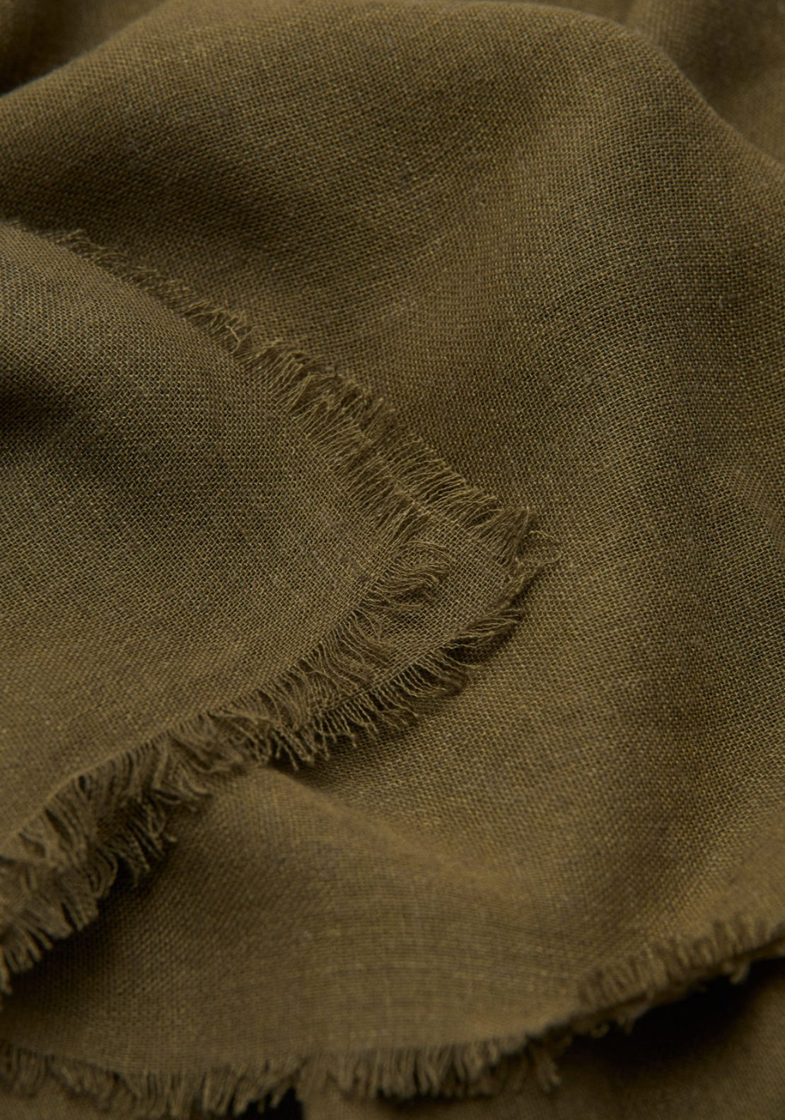 Frayed Edge Linen Scarf - Green