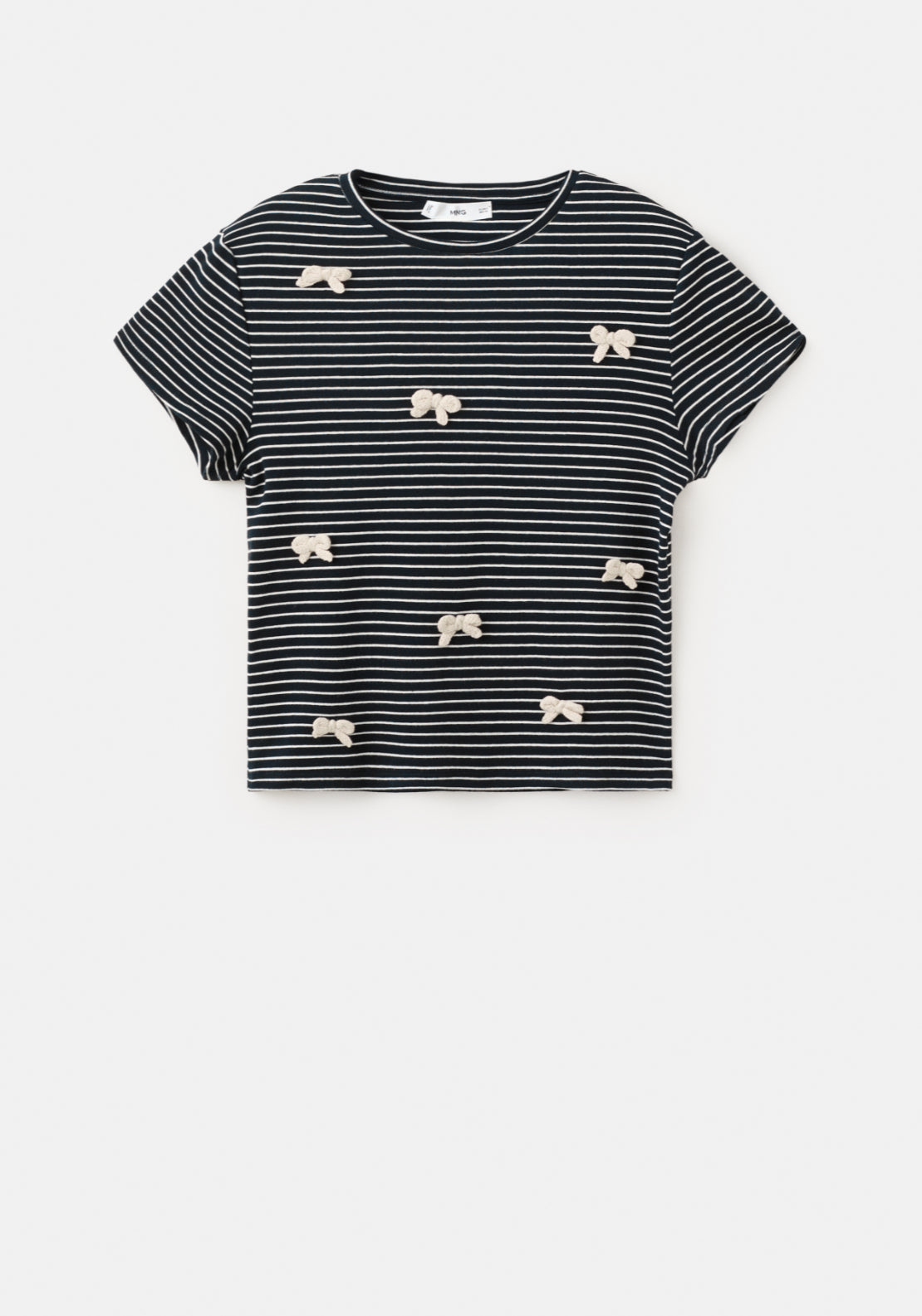 Striped  T-Shirt With Bows - Blue