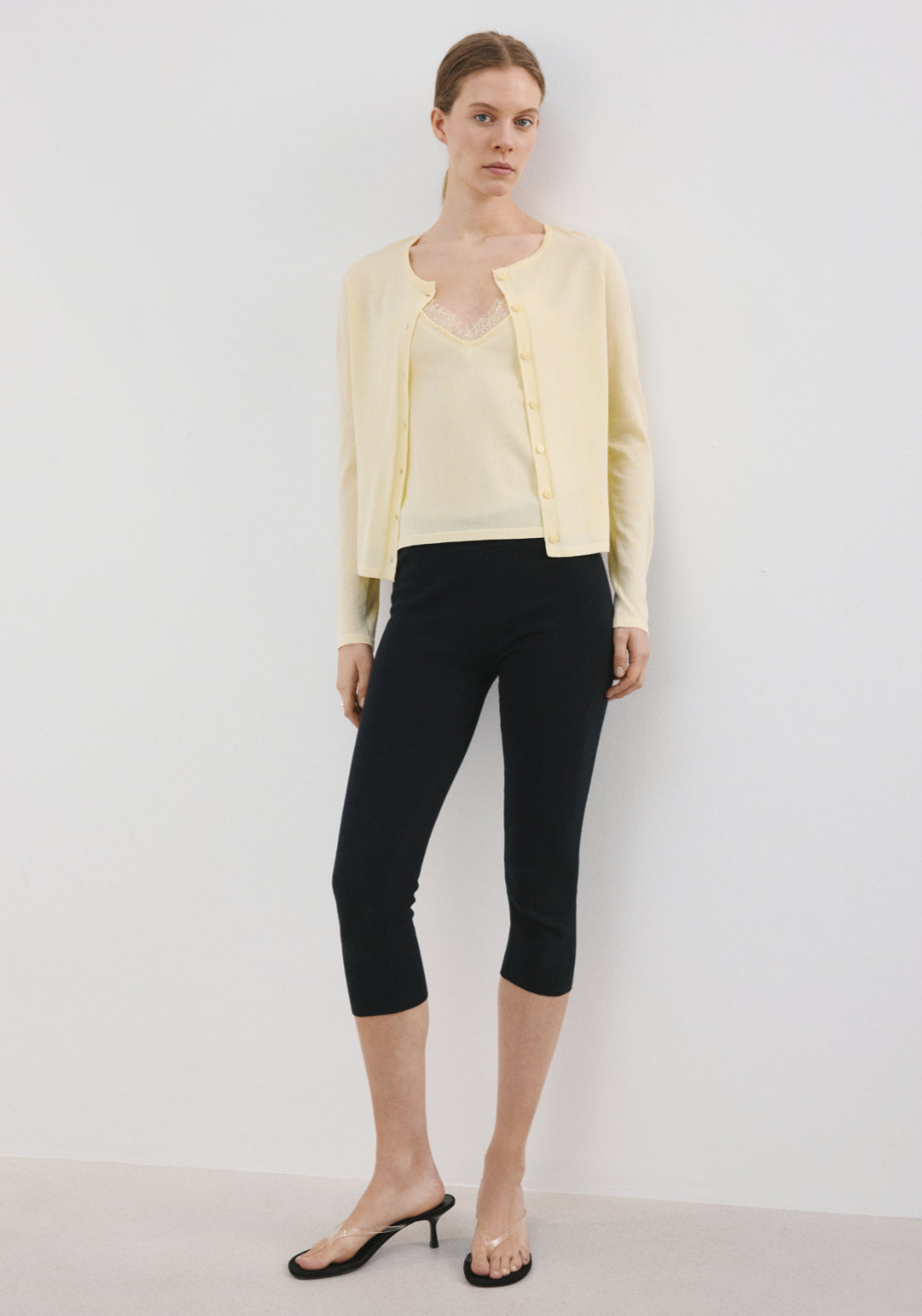 Knitted Button Cardigan - Yellow