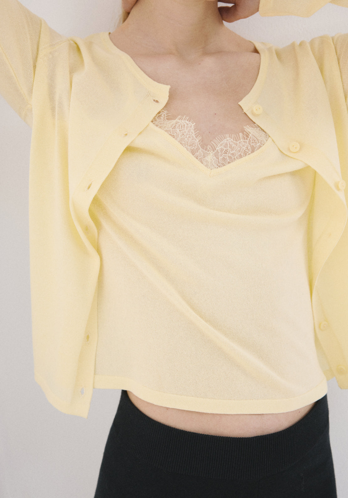 Knitted Button Cardigan - Yellow