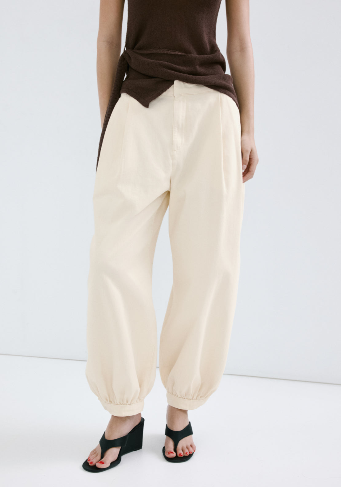 Mid Rise Baggy Jeans - Cream