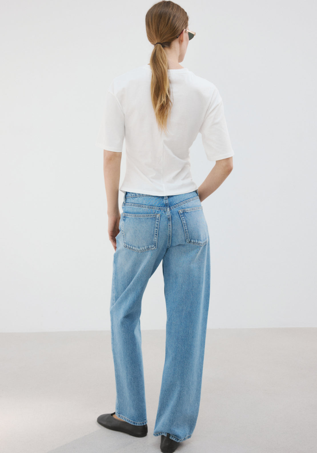 Cotton t-shirt with pucker detail - White