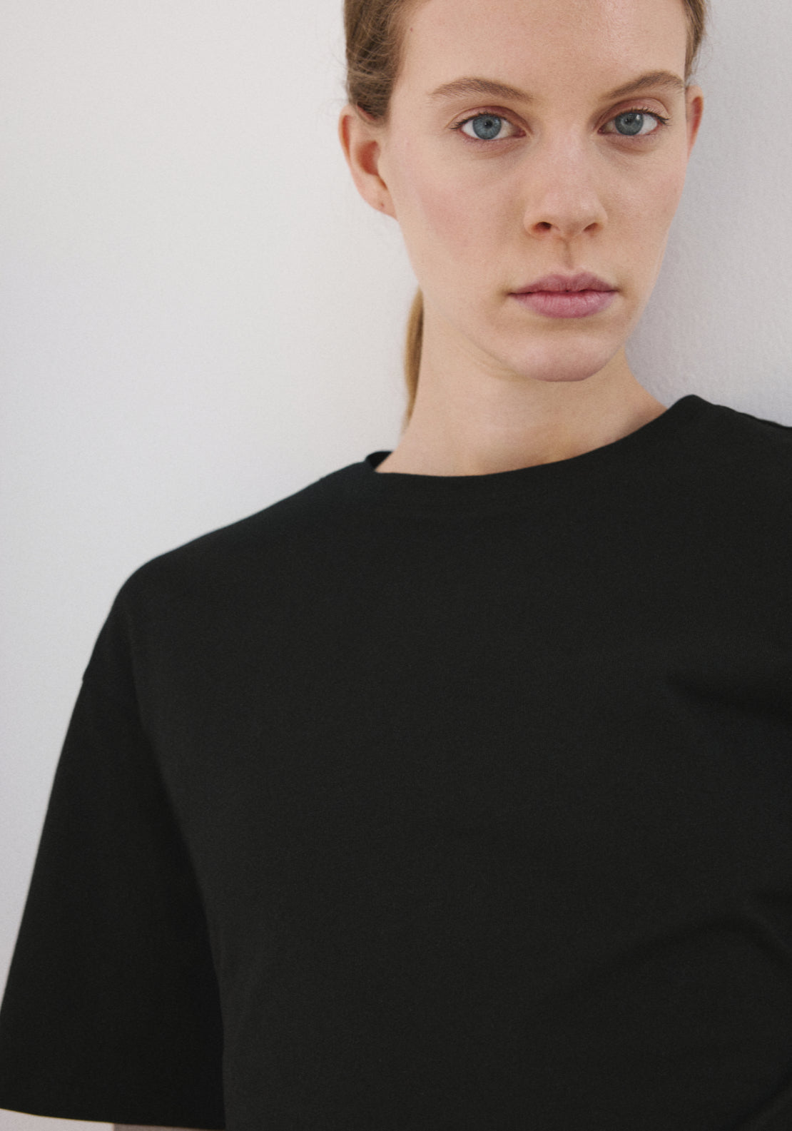 Cotton t-shirt with pucker detail - Black