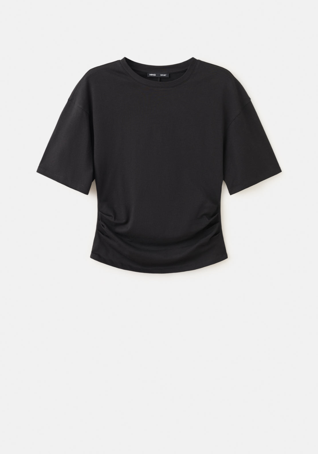 Cotton t-shirt with pucker detail - Black