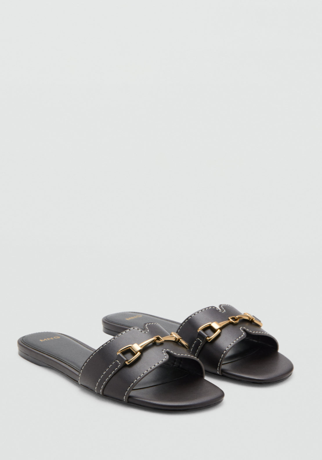 Mango Metallic Detail Strap Sandal Earth - Brown 2 Shaws Department Stores