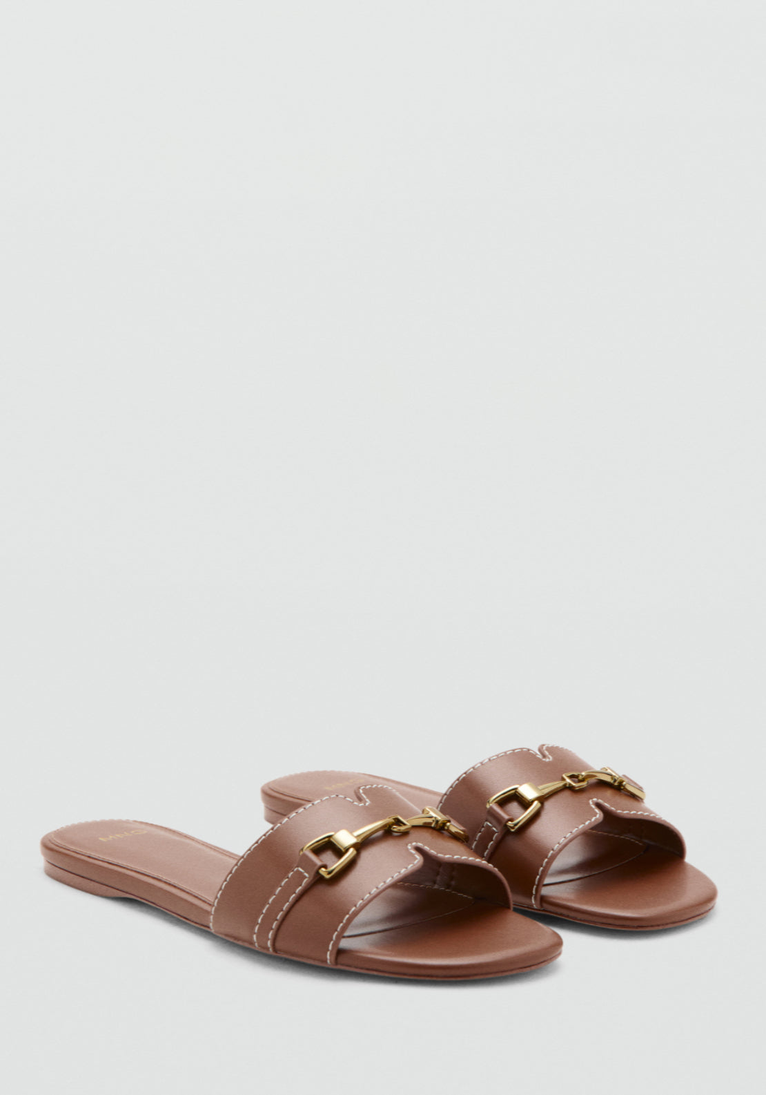 Mango Metallic Detail Strap Sandal Earth - Brown 2 Shaws Department Stores