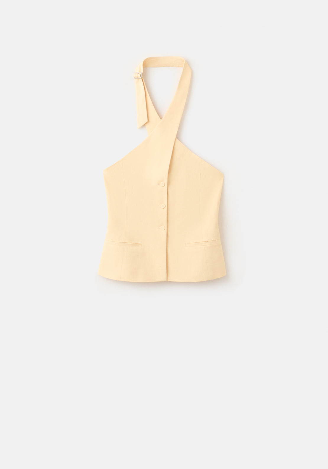 Linen Buttoned Top - Yellow