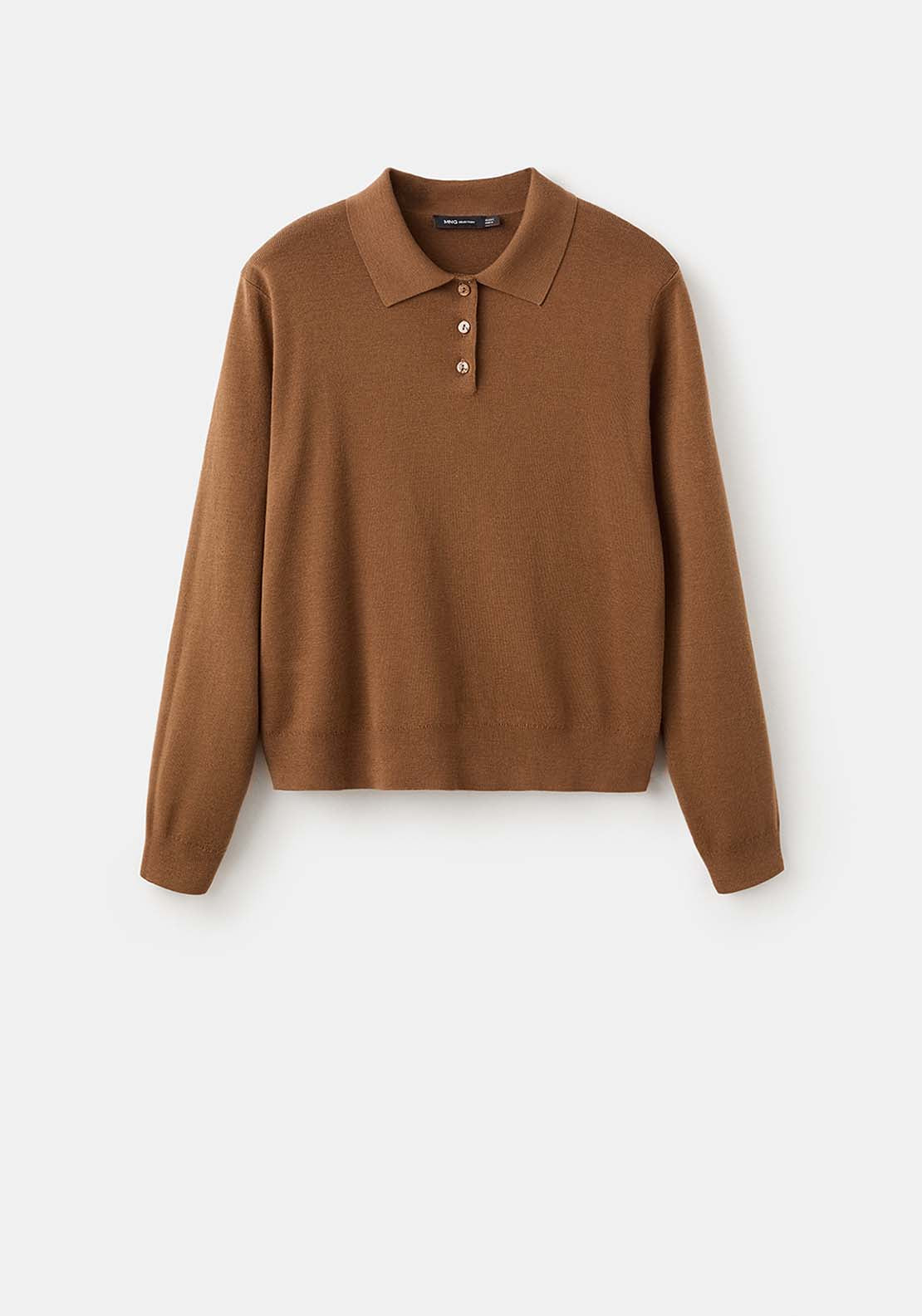 Polo Collar Wool Sweater - Brown