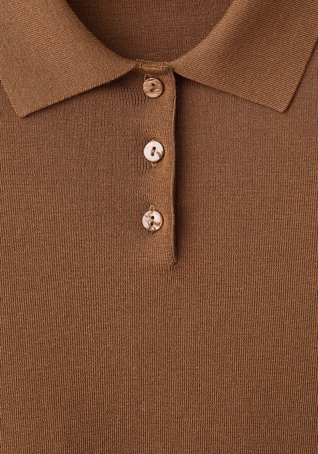 Polo Collar Wool Sweater - Brown