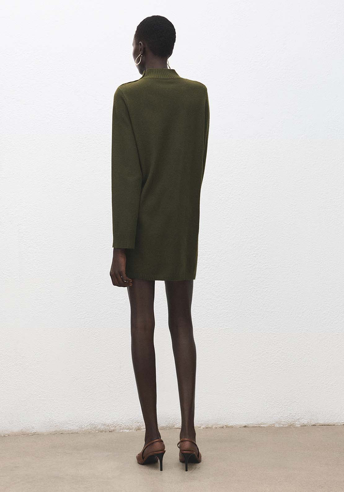 Button Knit Dress - Green