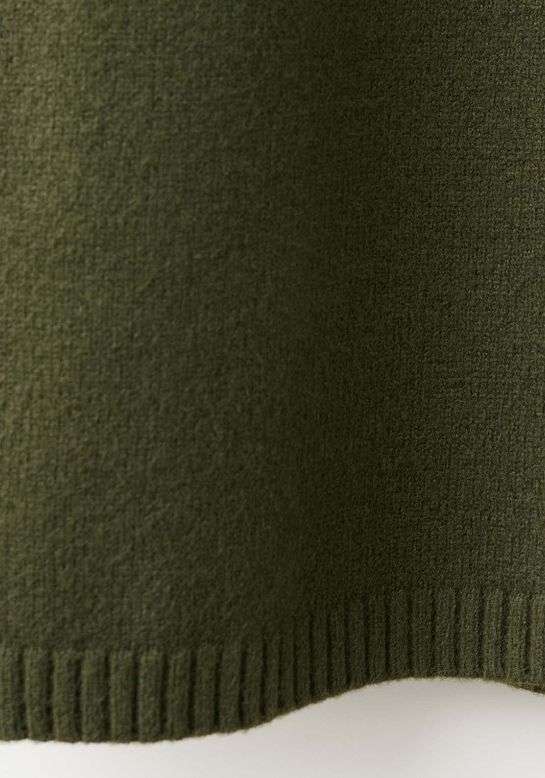 Button Knit Dress - Green