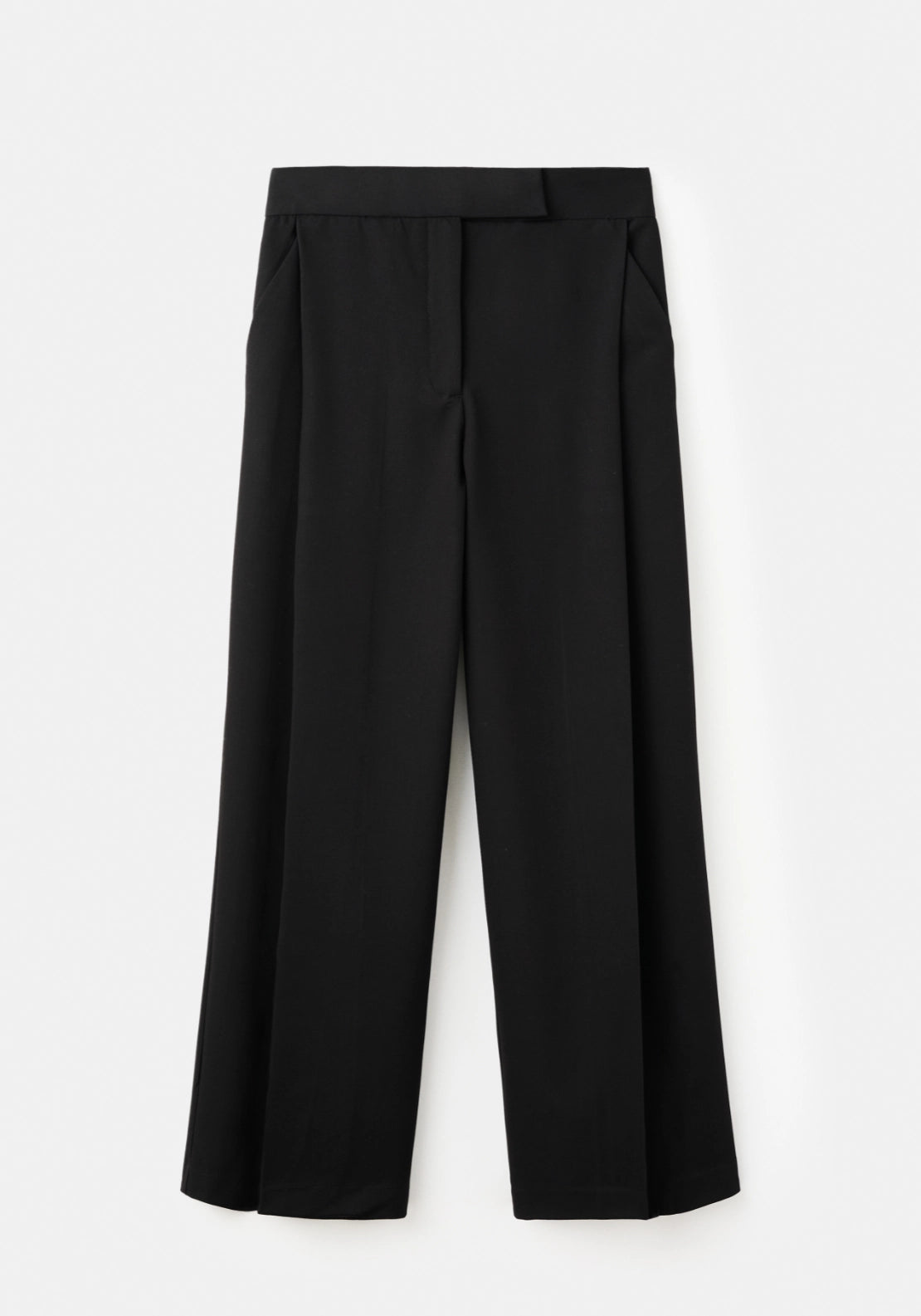 Pleated Wide Leg Trousers - Black