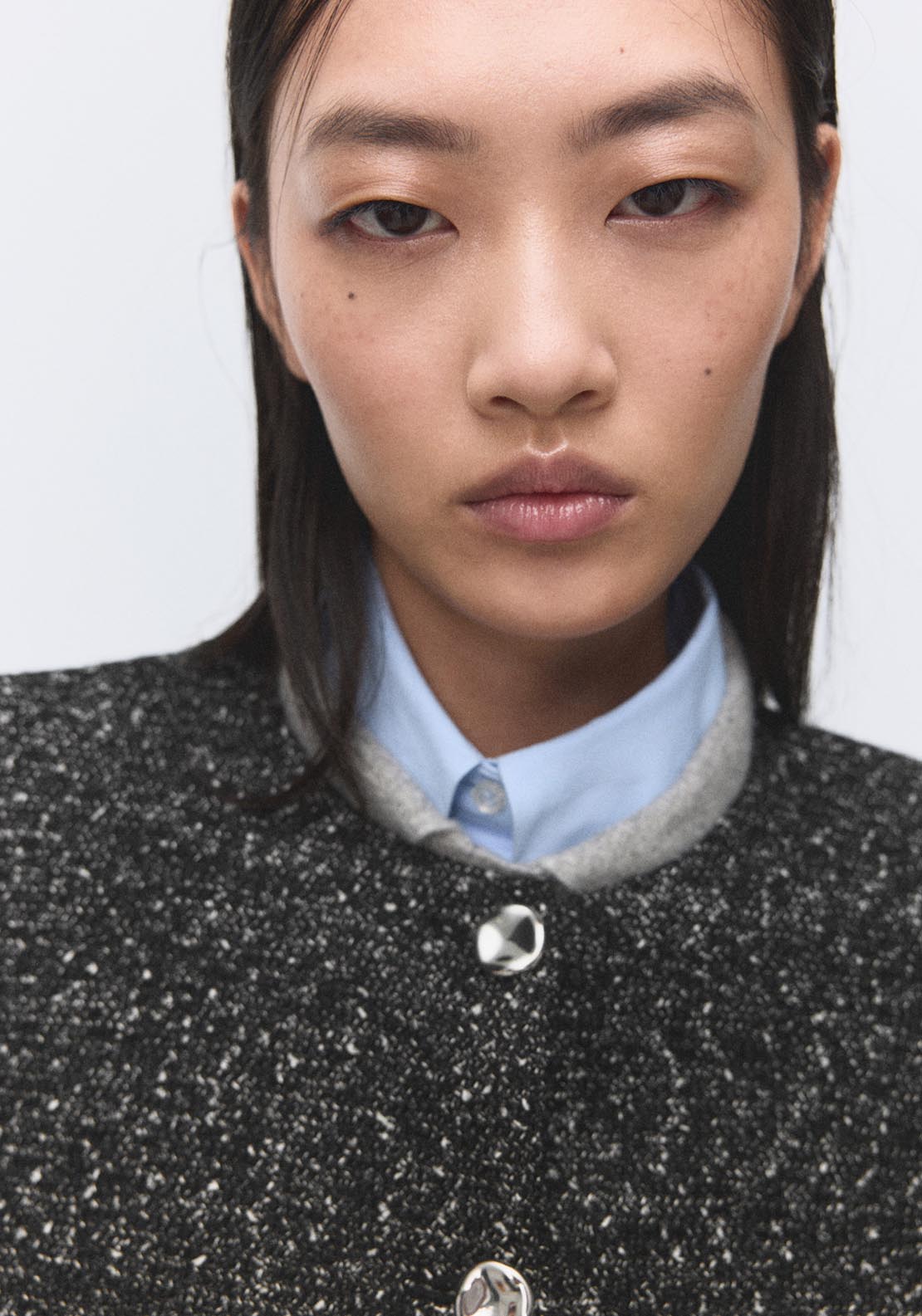 Flecked Cotton Blend Jacket - Black