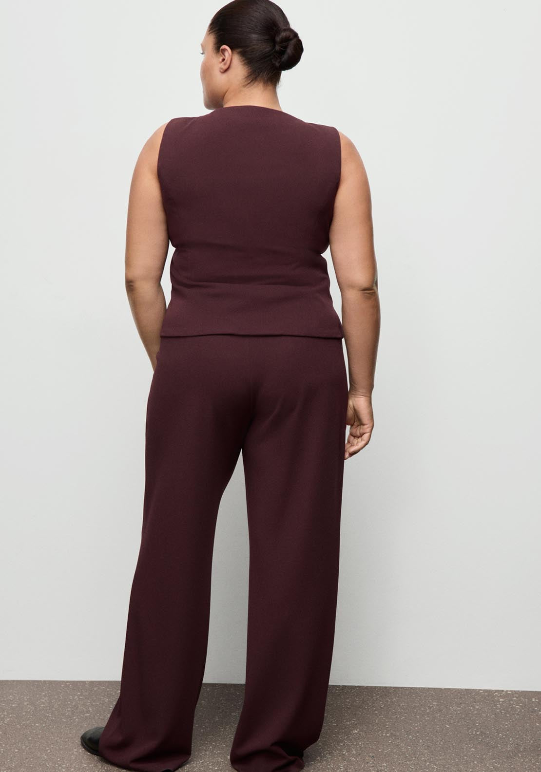 Straight Leg Trousers - Burgundy