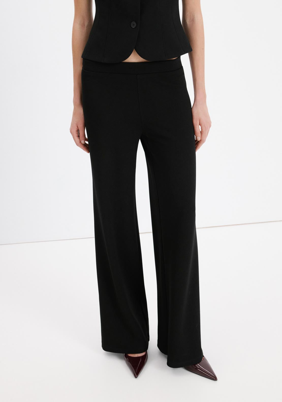 Straight Leg Trousers - Black