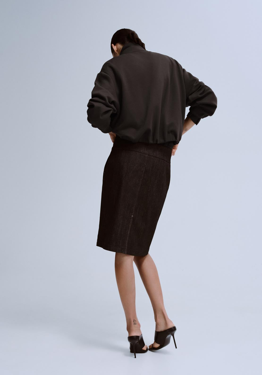 Half Zip Sweatshirt - Brown