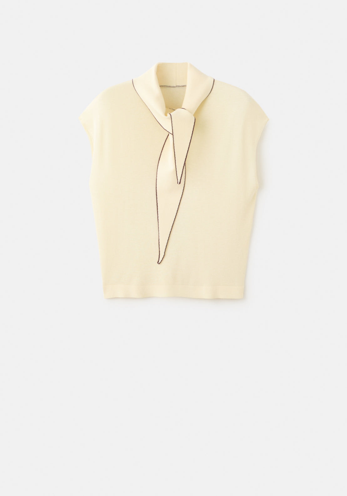 Knit Top With Scarf Detail - Light Yellow