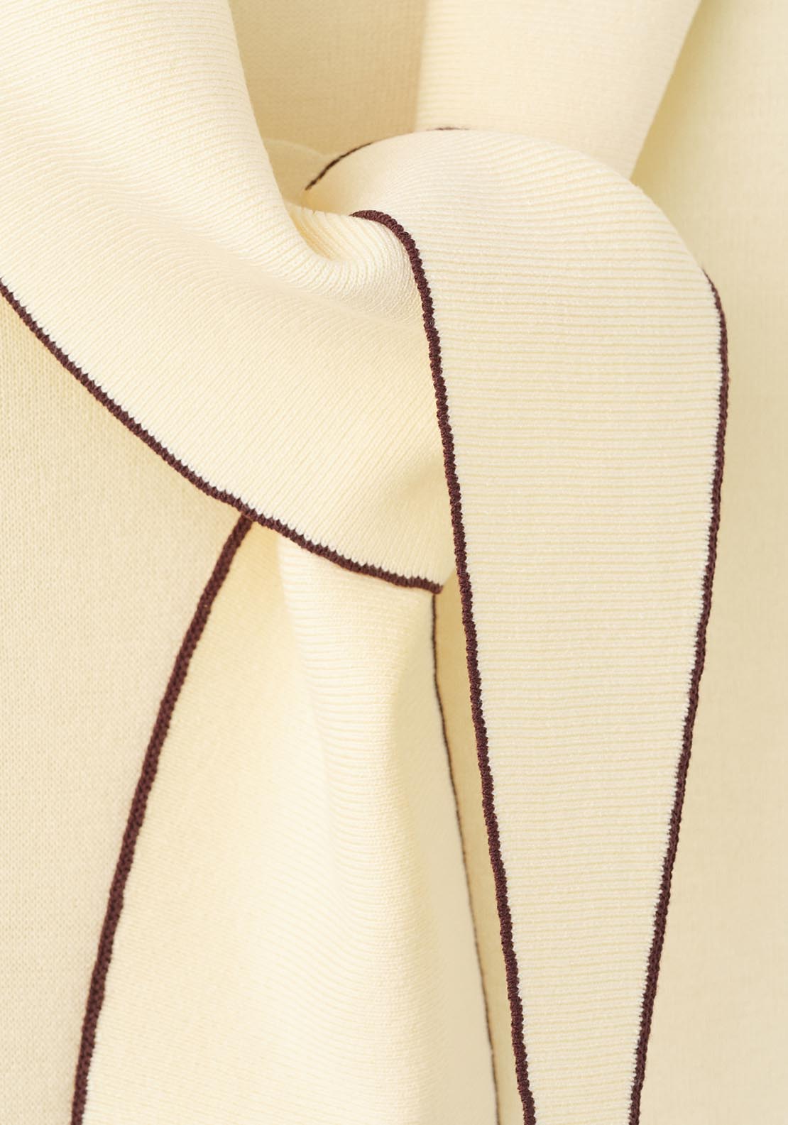 Knit Blouse With Scarf Detail - Light Yellow