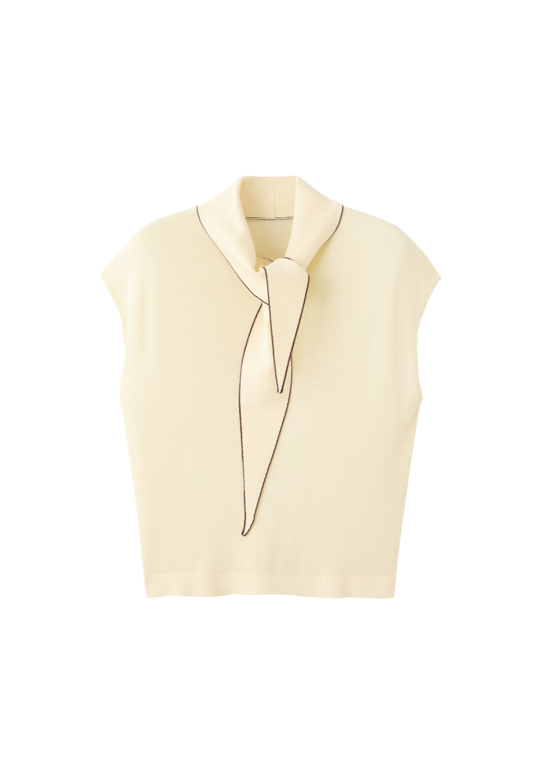 Knit Top With Scarf Detail - Light Yellow