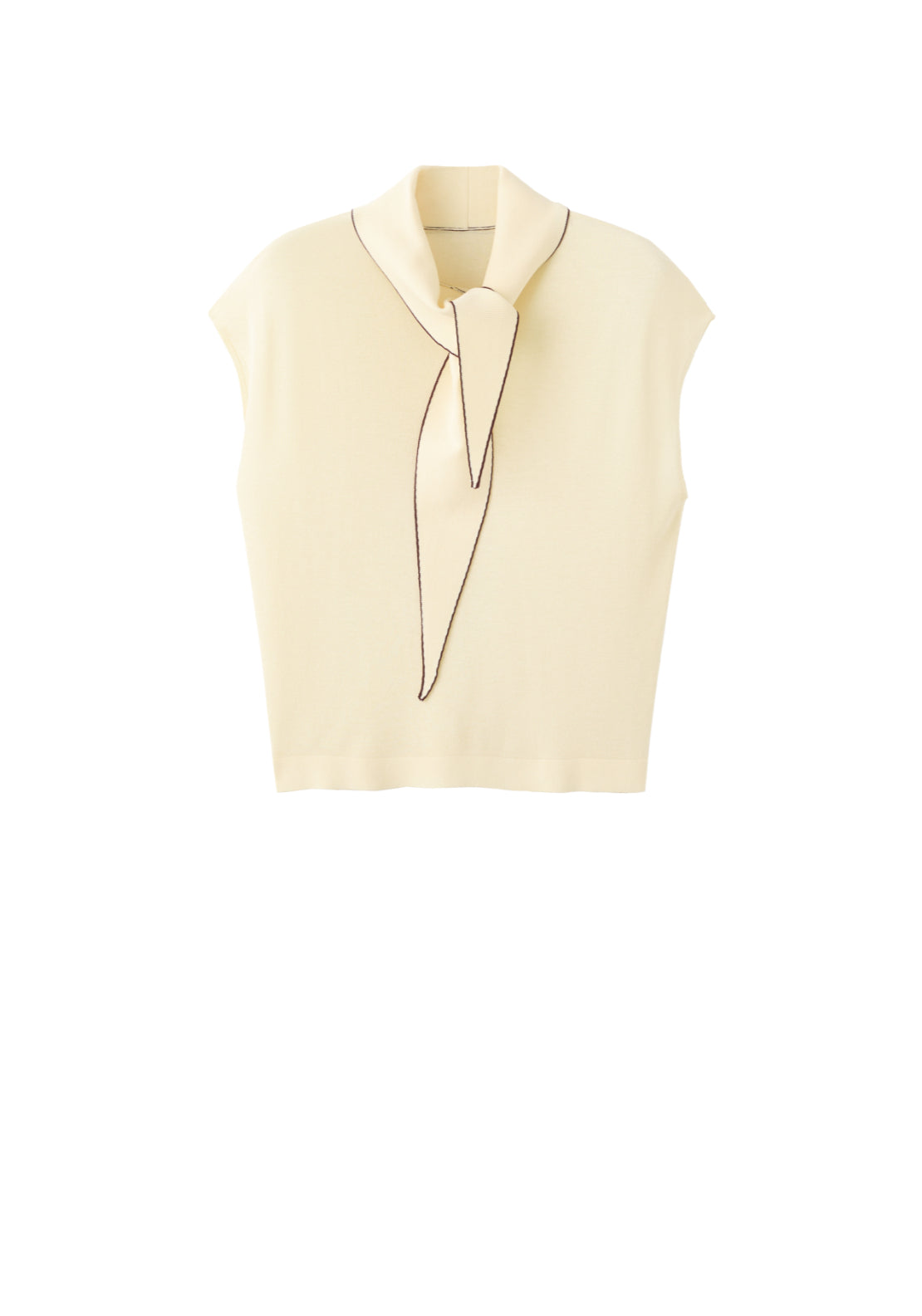 Knit Top With Scarf Detail - Light Yellow