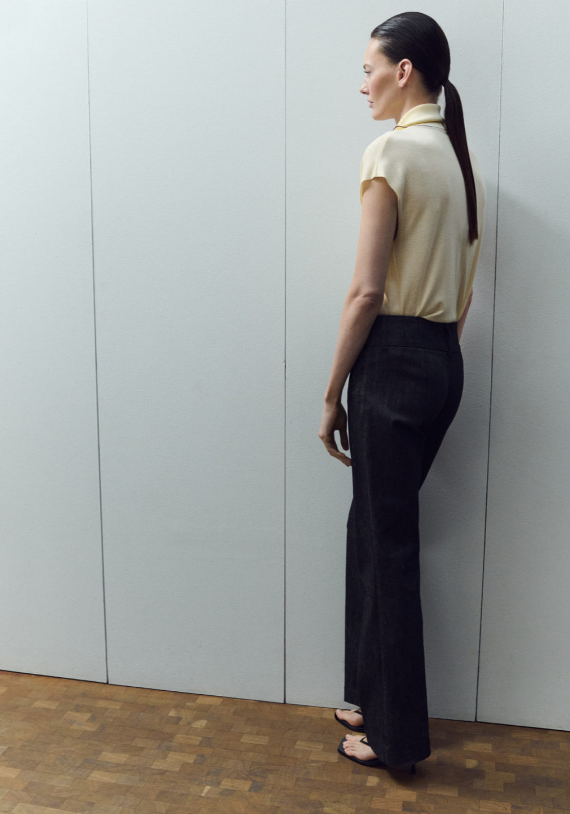 Knit Top With Scarf Detail - Light Yellow