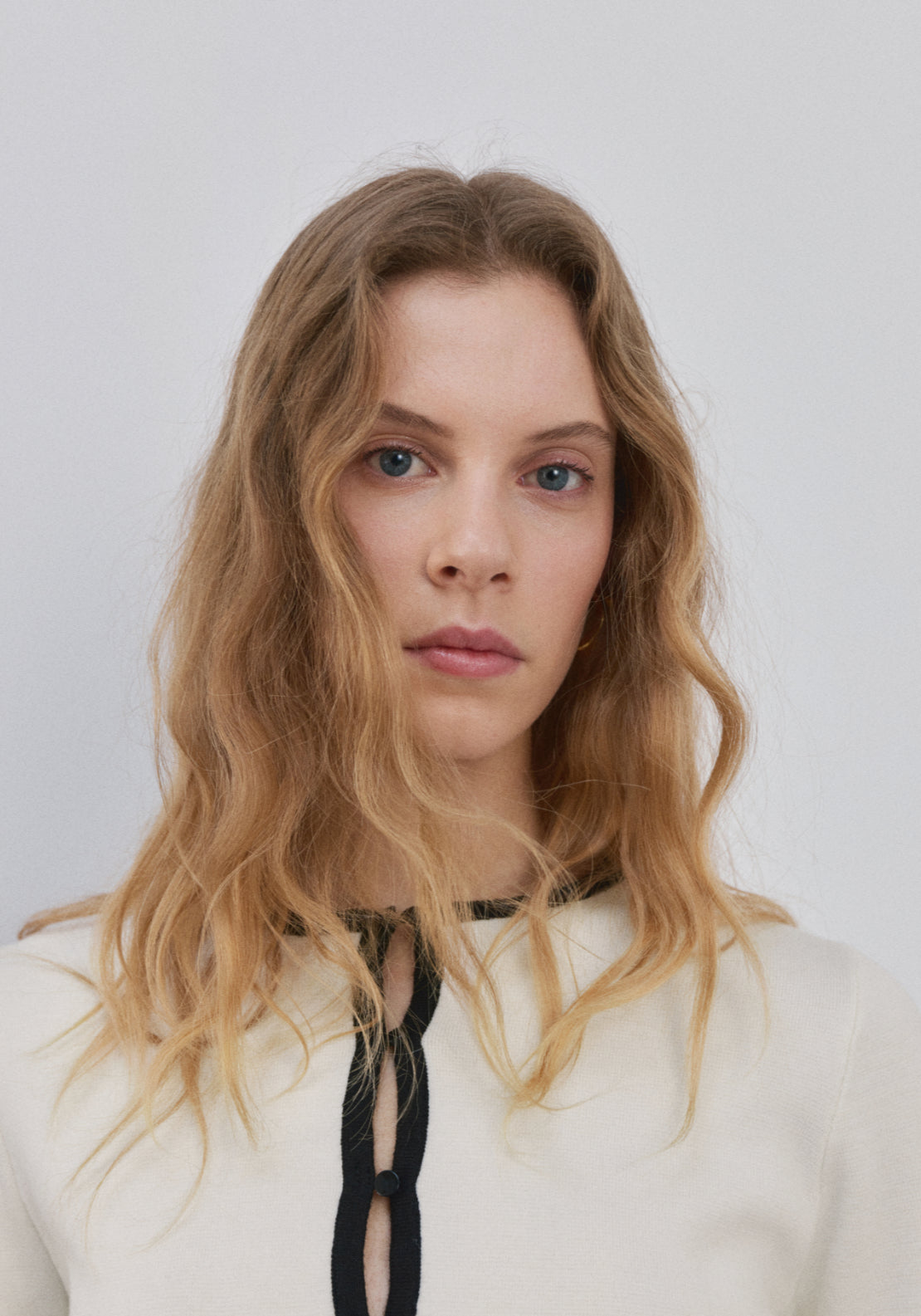 Contrasting Ribbed Cardigan - Cream
