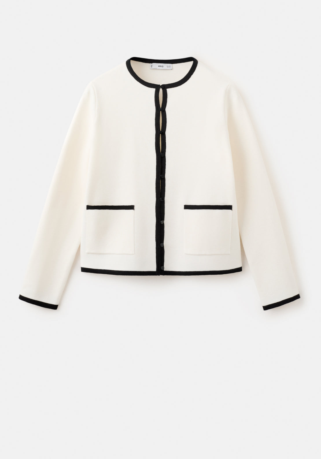 Contrasting Ribbed Cardigan - Cream