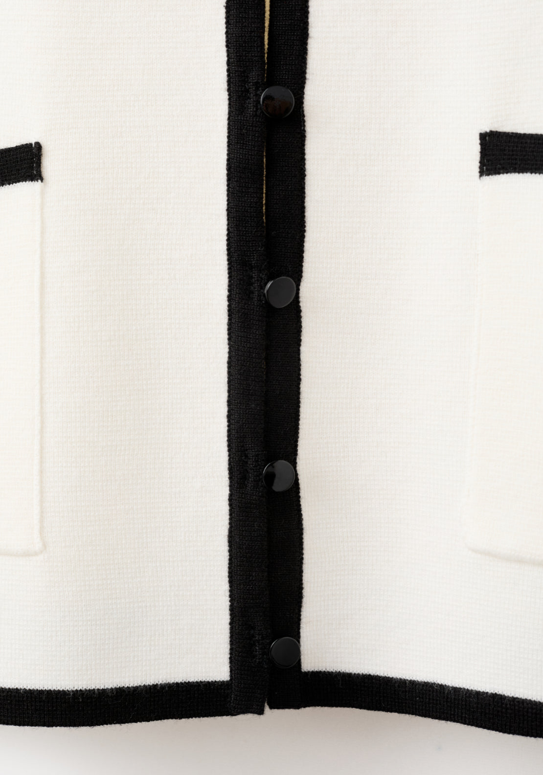 Contrasting Ribbed Cardigan - Cream