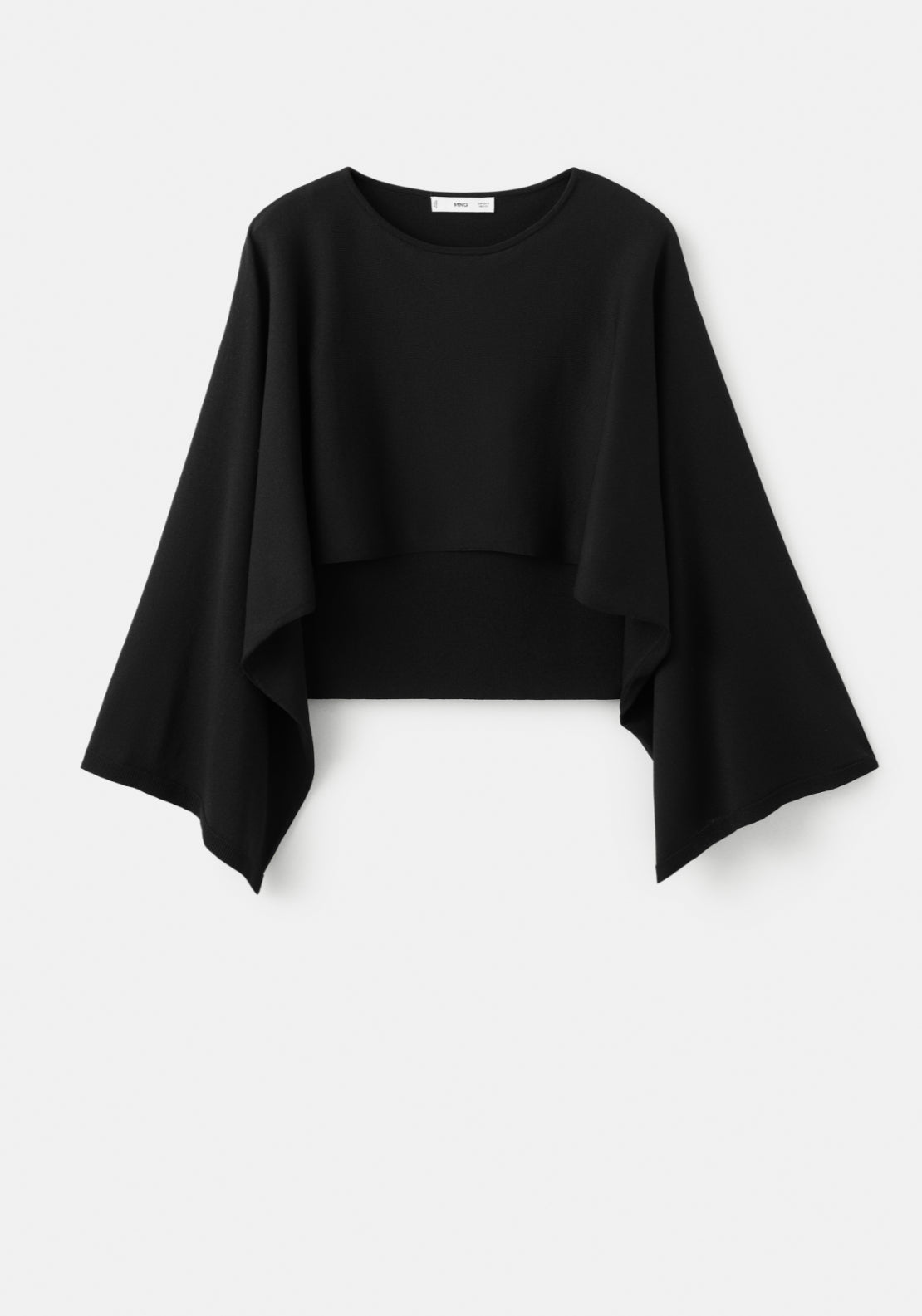 Round Neck Knitted Cape - Black